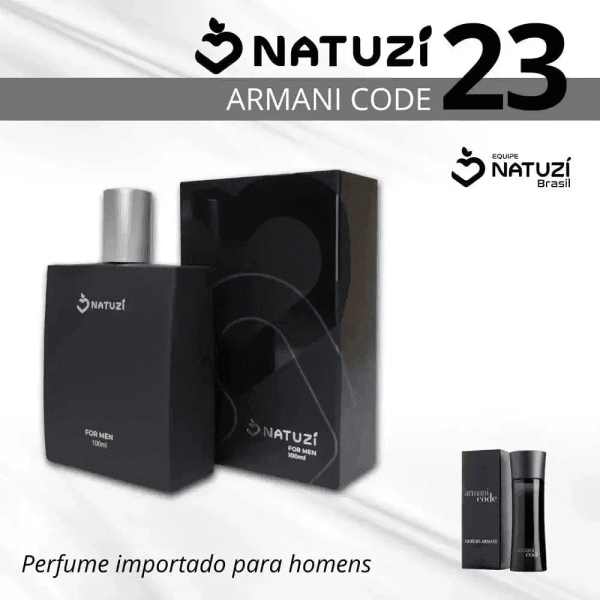 Perfume Vidro Natuzí N23 Ref Armani Code 100ML - Fragrância Amadeirada e Elegante para Homens - Jm Grife - Perfume Vidro Natuzí N23 Ref Armani Code 100ML - Fragrância Amadeirada e Elegante para Homens - - . - fragrância elegante, improvements, Natuzí N23, perfume amadeirado, perfume masculino - Jm Grife