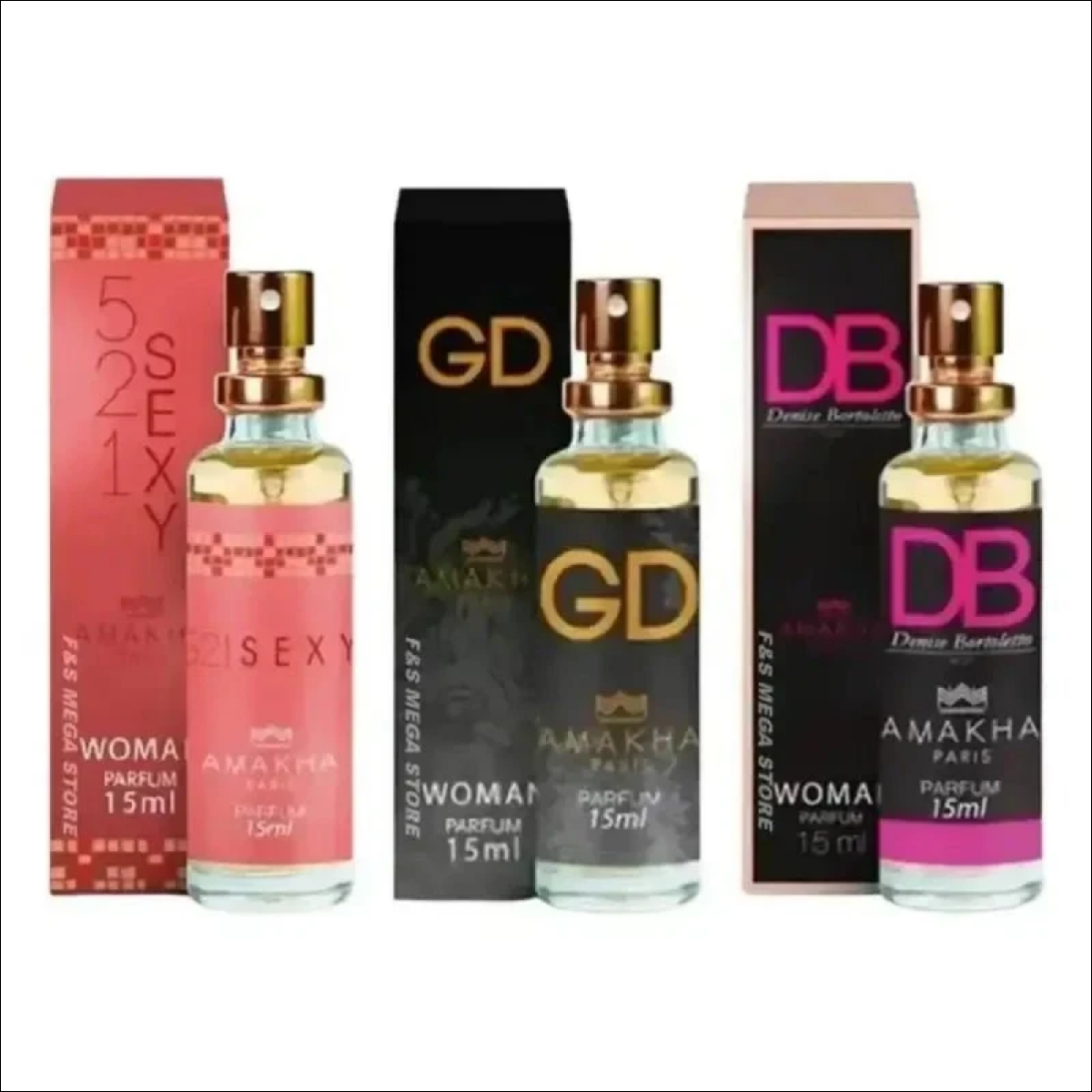 Kit 3 Perfume Feminino Amakha Paris 521 Sexy Gd Db - Jm Grife - Kit 3 Perfume Feminino Amakha Paris 521 Sexy Gd Db - - Jm Grife - 15ml, amakha, feminino, fragr, Jm Grife, MLB3137260108, ncias, paris, perfume, produto, produtos, sexy - Jm Grife