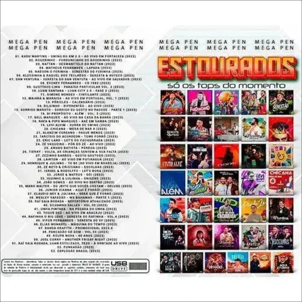 Pen Drive gravado com música - Mega Pen - Estourados - Vol.1 - Jm Grife