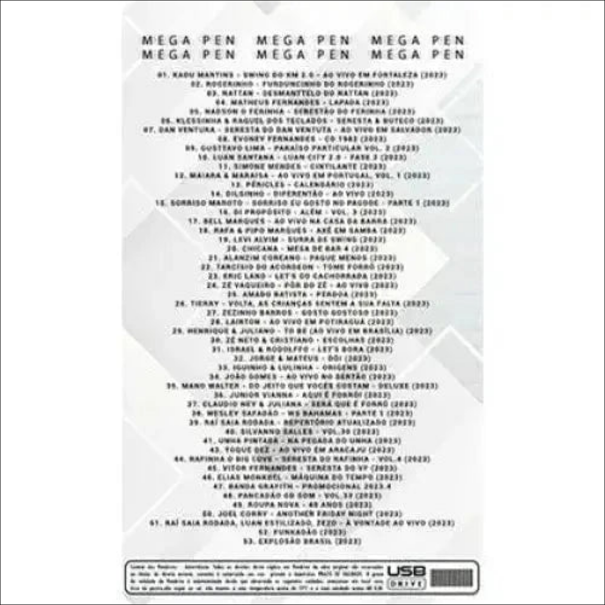 Pen Drive gravado com música - Mega Pen - Estourados - Vol.1 - Jm Grife