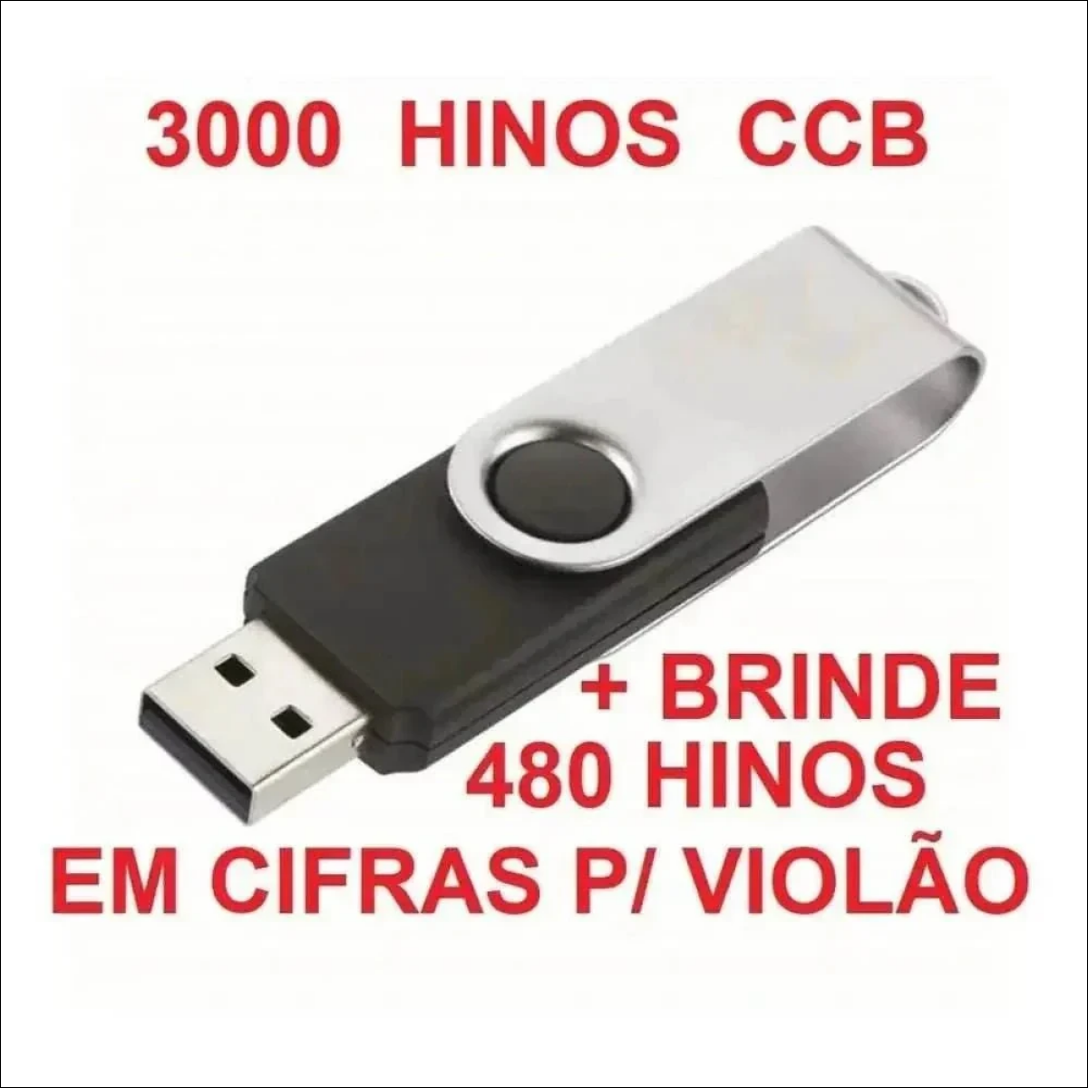 Pendrive C/ 3.000 Hinos Ccb + Hinário Cifrado P/ Violão - Jm Grife