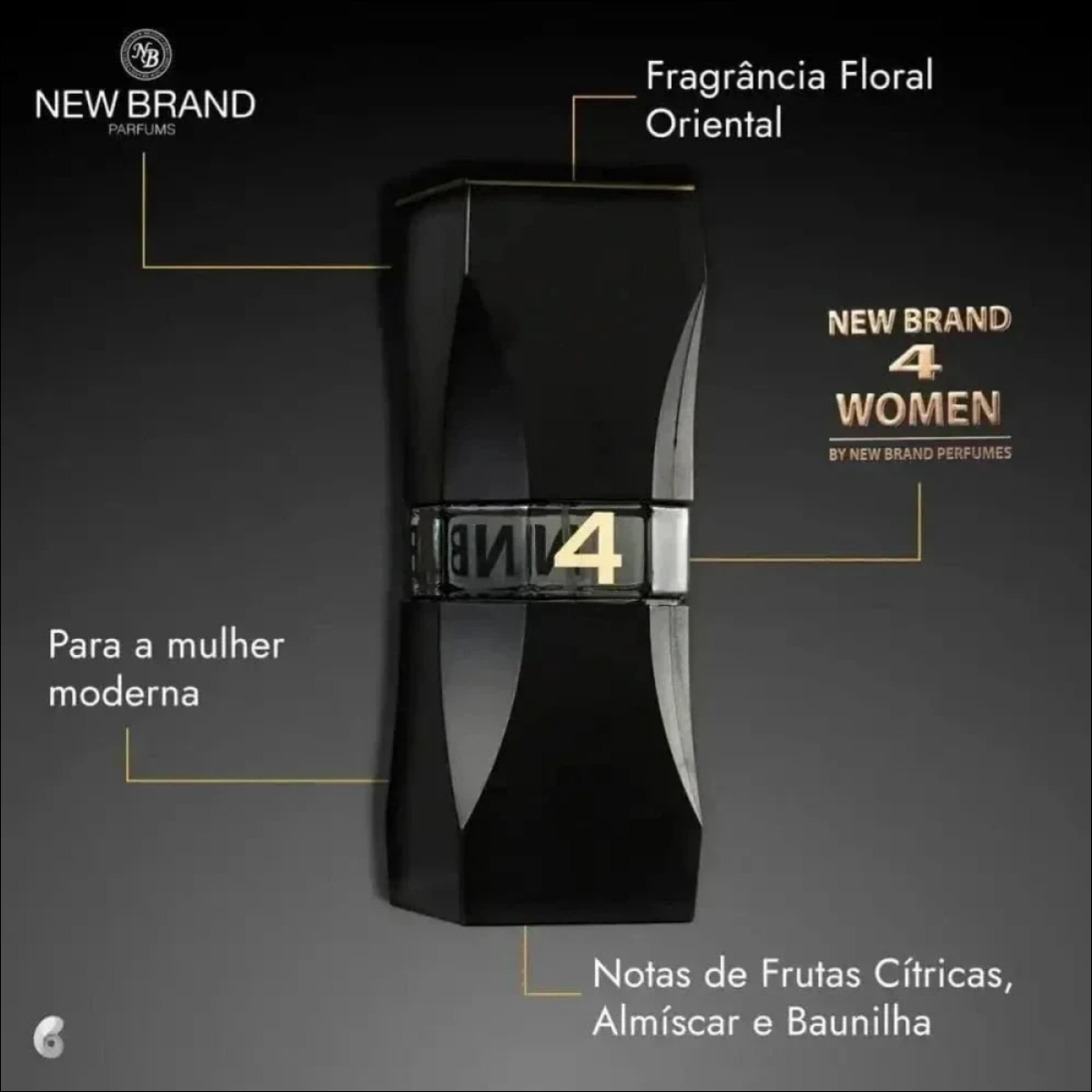 Perfume Feminino New Brand 4 Women 100ml - Floral Oriental Glamouroso e Luxuoso - Jm Grife