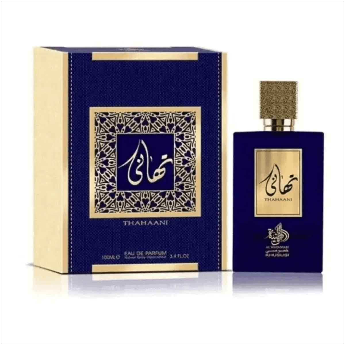 Perfume Thahaani Wataniah Unissex 100ml Com Frasco Azul e Dourado - Sofisticação e Elegância - Jm Grife