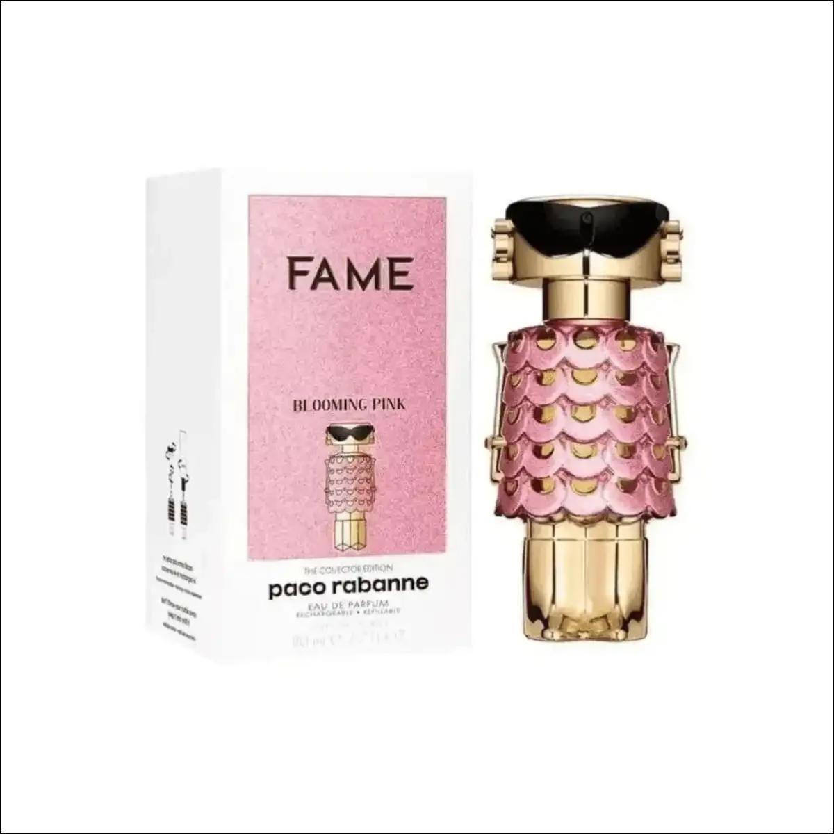 Perfume Paco Rabanne Fame Blooming Pink 80ml - Eau de Parfum em Frasco Robô Rosa e Dourado -