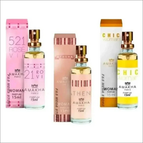 Kit 3 Perfume Feminino Amakha Paris 521 Vip Rose Athena Chic - Jm Grife
