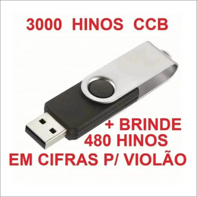 Pendrive C/ 3.000 Hinos Ccb + Hinário Cifrado P/ Violão - Jm Grife
